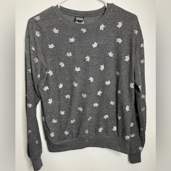 Cat Face Head Sweater / silver and gray Modern Lux Brand Size XS - Picture 2 of 6